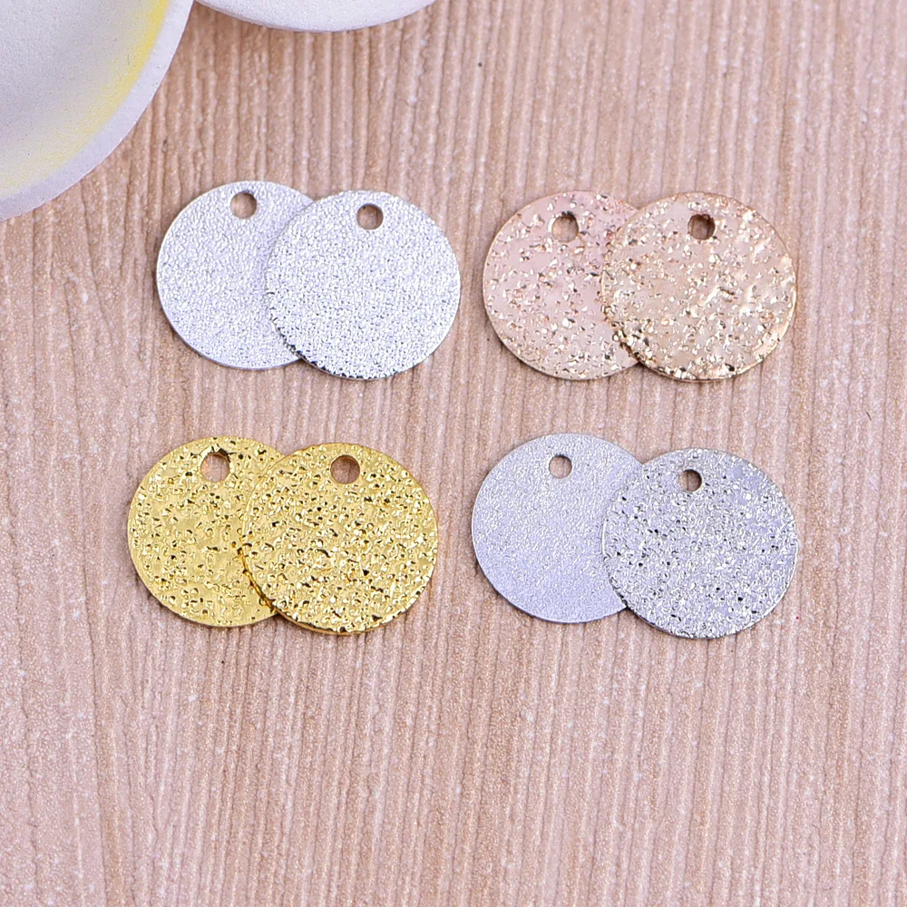 Copper plated double glitter sand texture frosted earrings pendant DIY necklace accessories