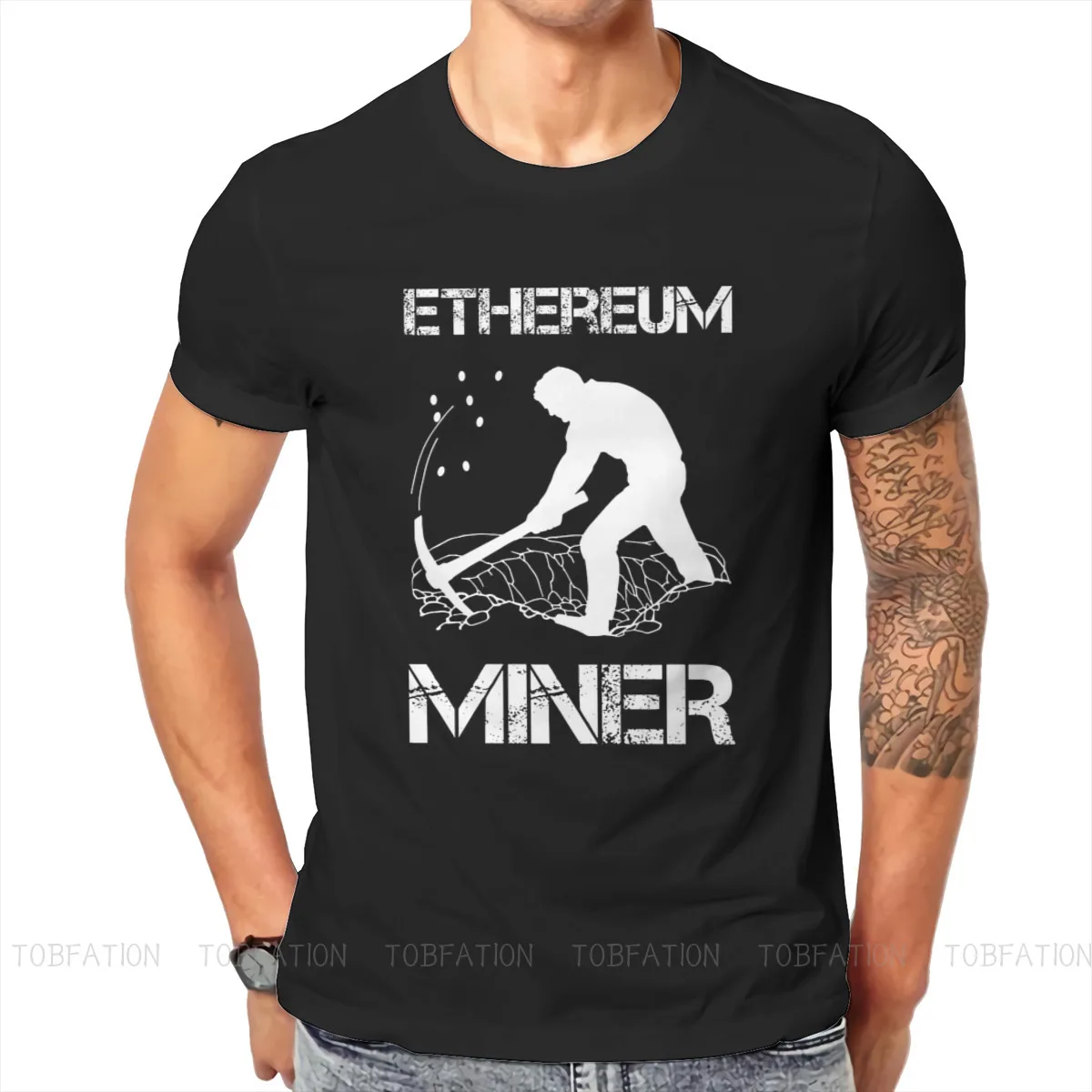 Crypto Cryptocurrency Ethereum Miner Holder T Shirt Vintage Punk Summer Oversized Cotton Men's Clothes Harajuku O-Neck TShirt