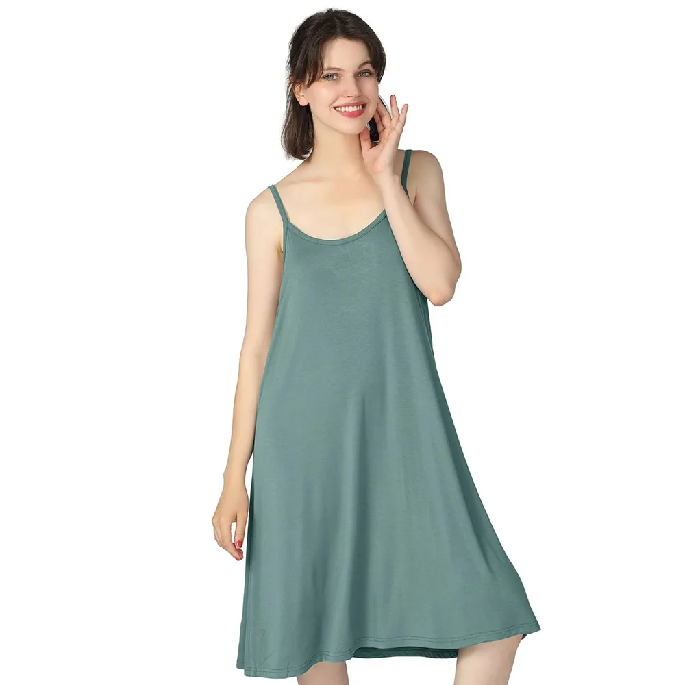 Large Size 6XL 7XL 8XL Lady Nightgown Sleeveless Sexy Nightdress Bamboo Fiber Sleepwear Casual Loose Spaghetti Strap Nightwear