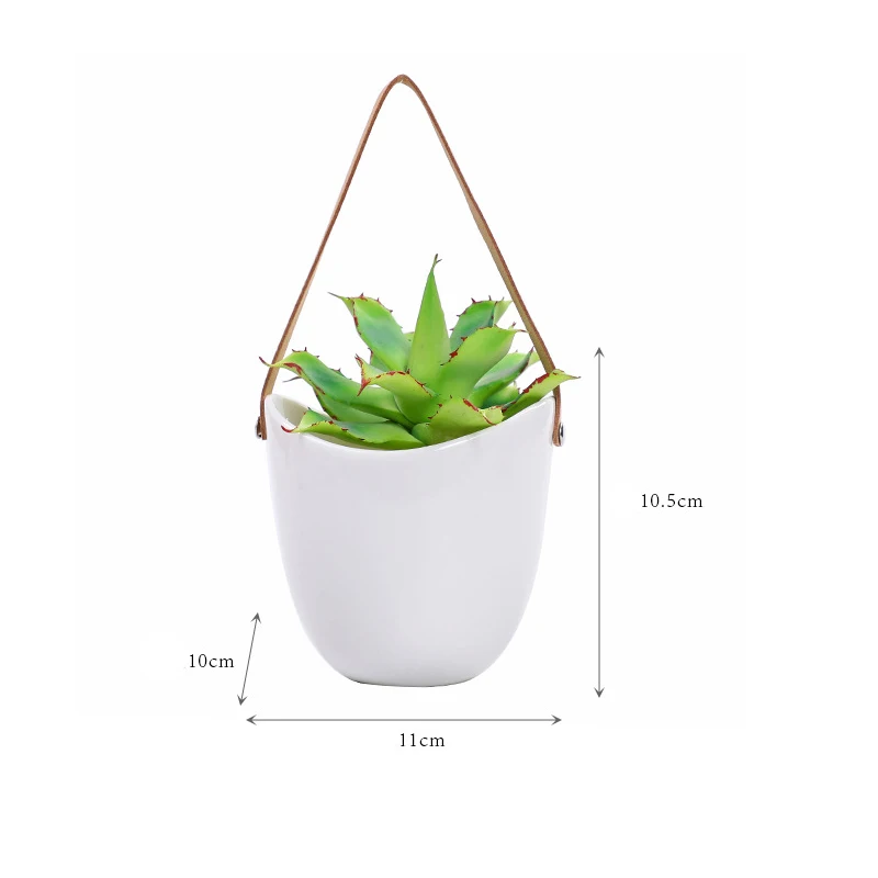 New Hanging Pot White Ceramic Vase Succulent Hydroponic Flower Pot Belt Wall Hanging Orchid Potted Plant Home Garden Decoration