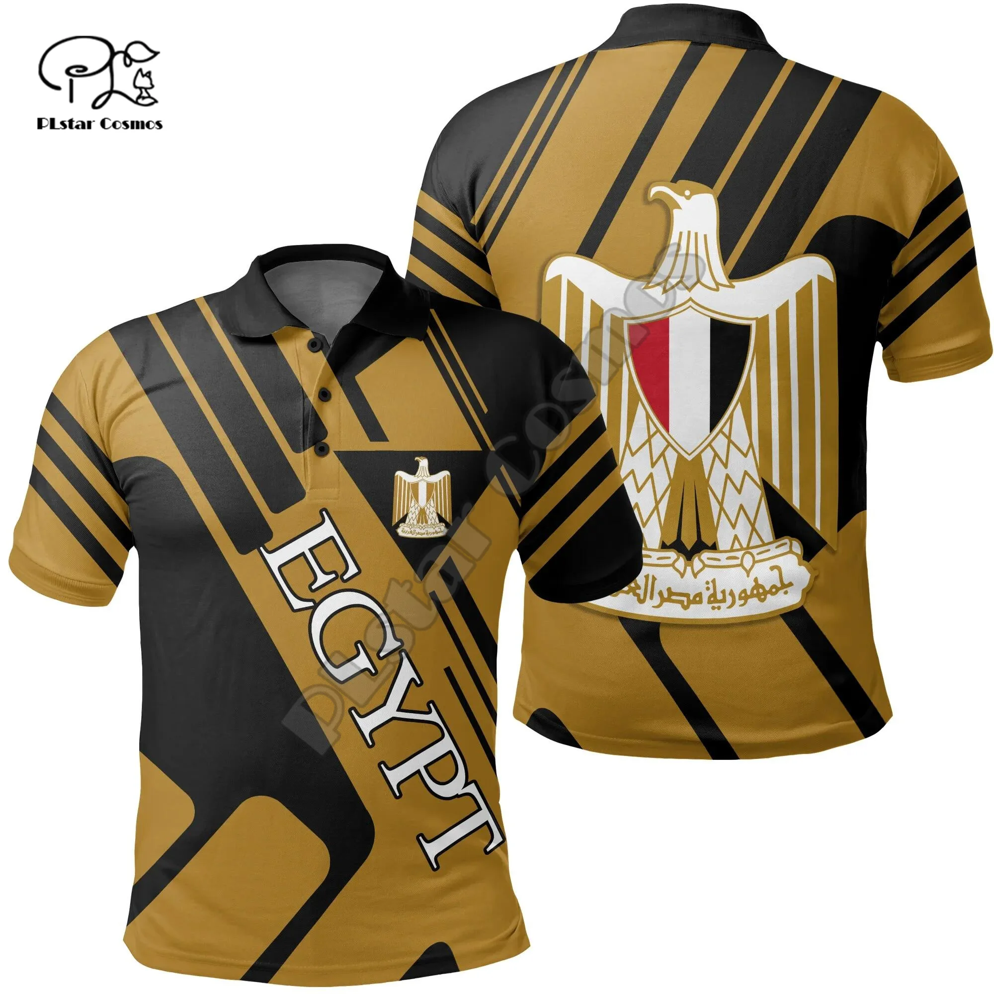 PLstar Cosmos Africa Country Mysterious Ancient Egypt Anubis Tattoo Retro 3DPrint Men/Women Polo Shirts Summer Short Sleeves A1