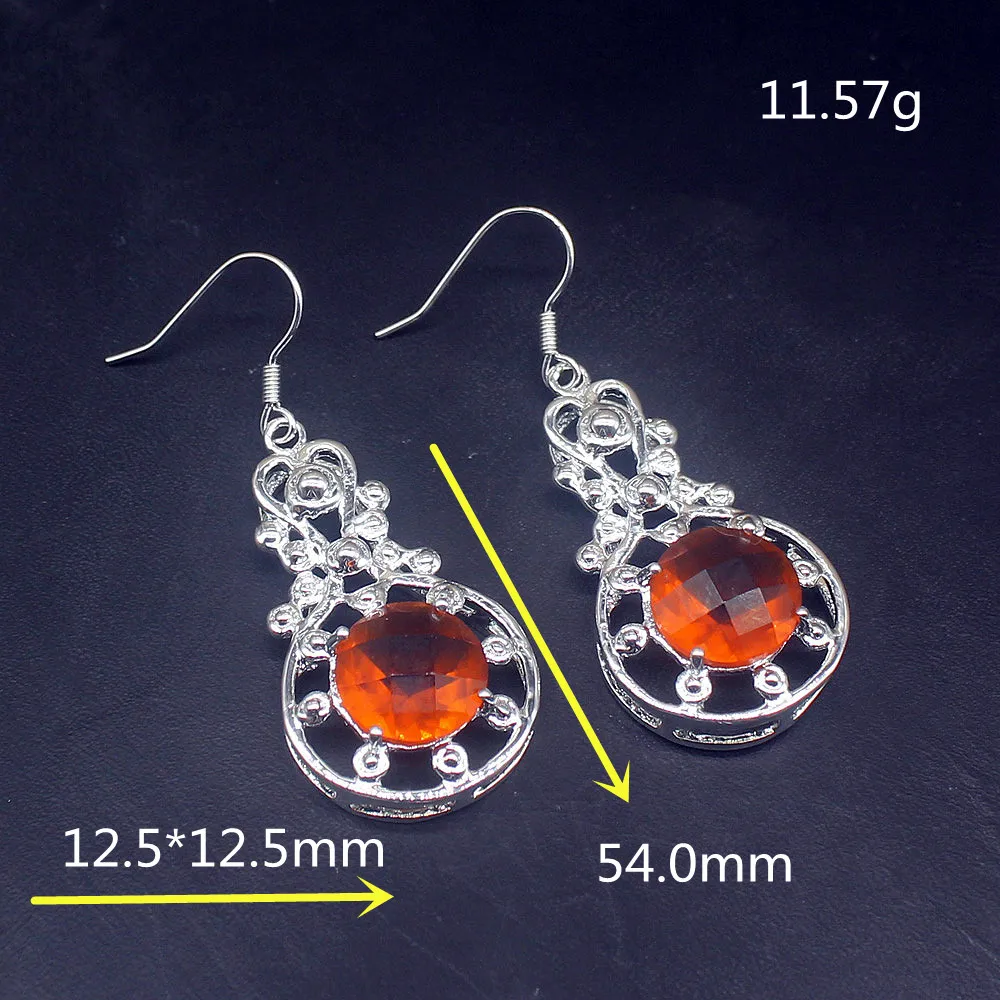 Gemstonefactory Big Promotion Unique 925 Silver Round Shape Honey Topaz Women Ladies Jewelry Gifts Dangle Drop Earrings 20213766