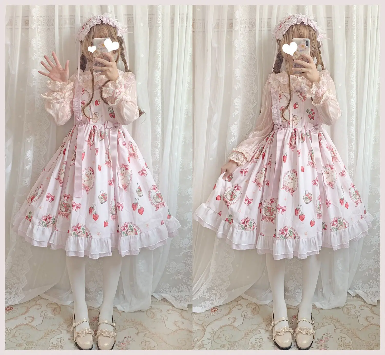 

Original Genuine Lolita Strawberry Rabbit JSK Sweet Cute Daily Light Lo Dress Suspender Dress victorian dress lolita dress