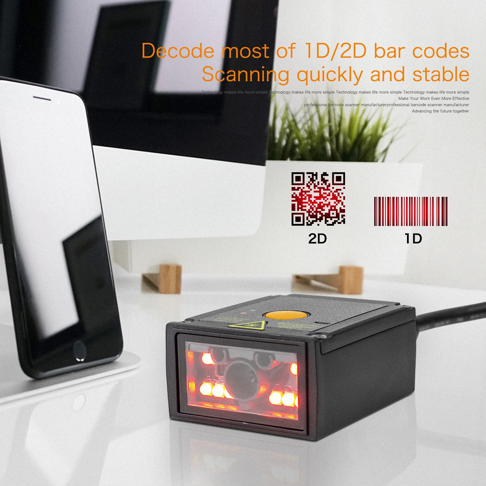 NETUM NT-90 Industrial 1D 2D QR Code Readers Fixed Mount Barcode Scanner USB RS232 Barcode Scanner For Mobile Phone Payment