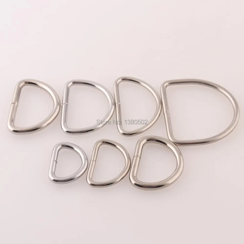 20pcs 20/25/28/32/34/38/42mm Metal Nickel plated D Ring Dee Ring Belt Buckle for lanyard Webbing Backpack Bag Leather craft