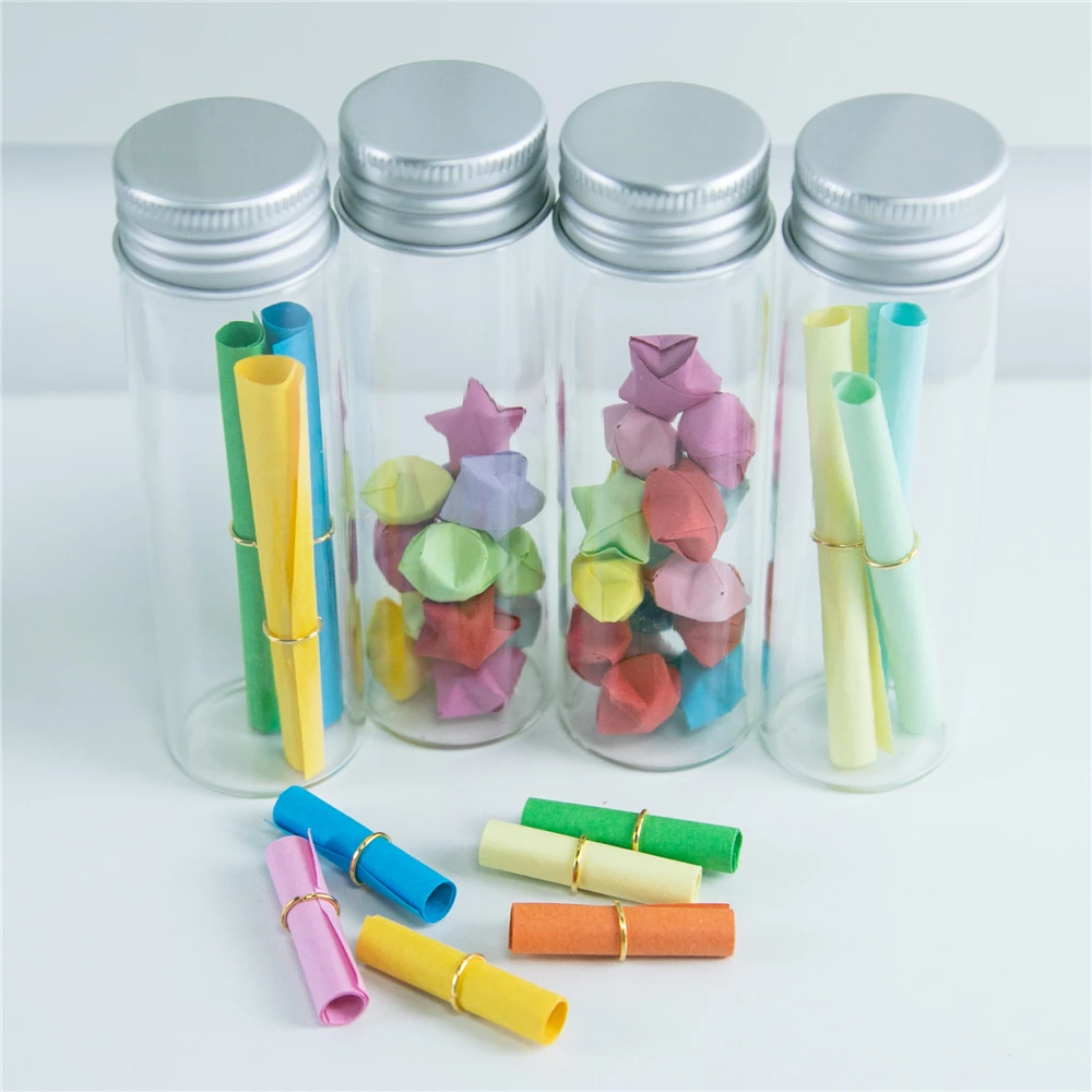 50ml Glass Container with Silver Aluminum Lid Glittering Translucent DIY Wishing Bottles Cosmetic Perfume Vials 50Pcs