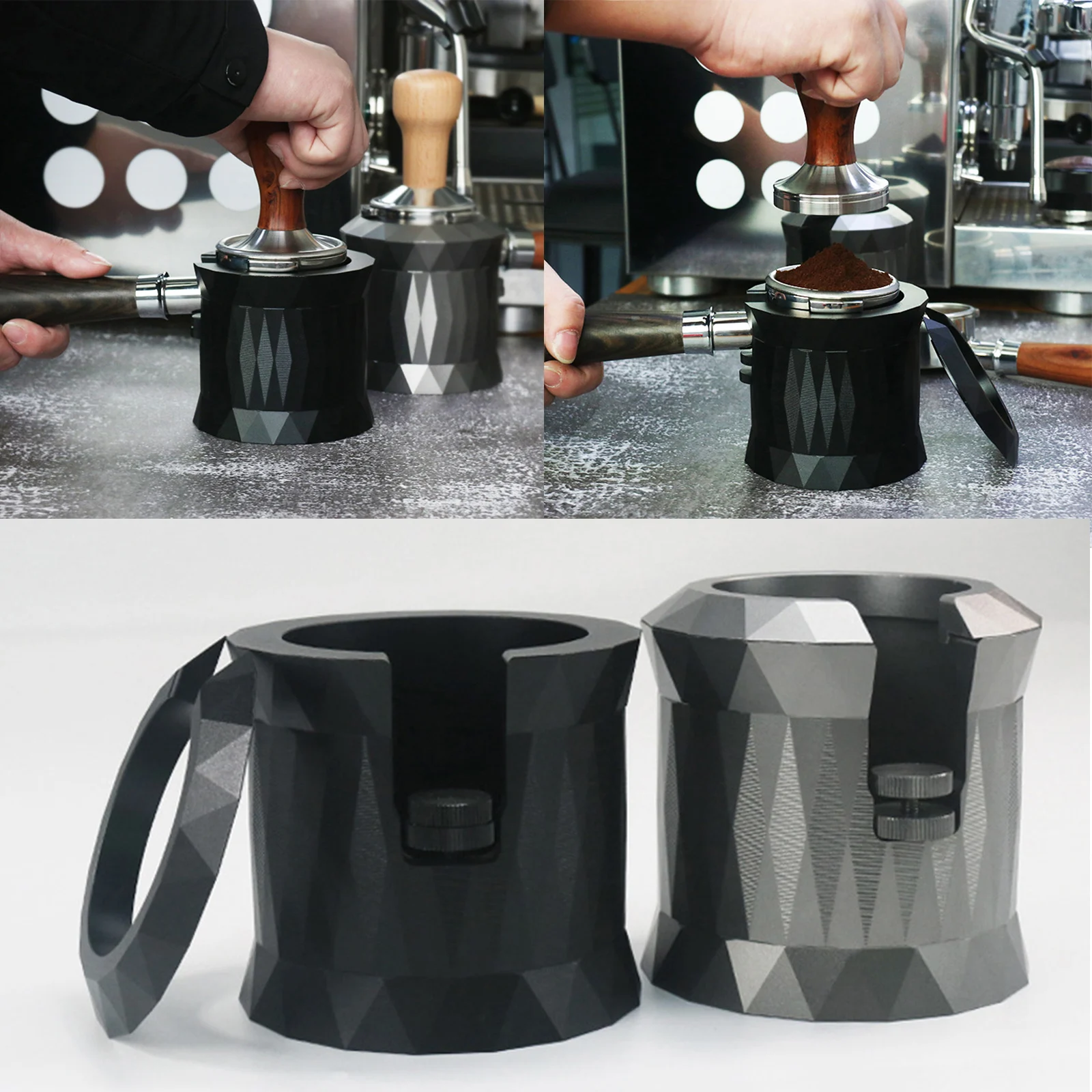 Portafilter Holder Seat Anodized Aluminum Alloy Coffee Handle Tamper Station Fit for 51/54/58mm Portafilters Tampers Tool