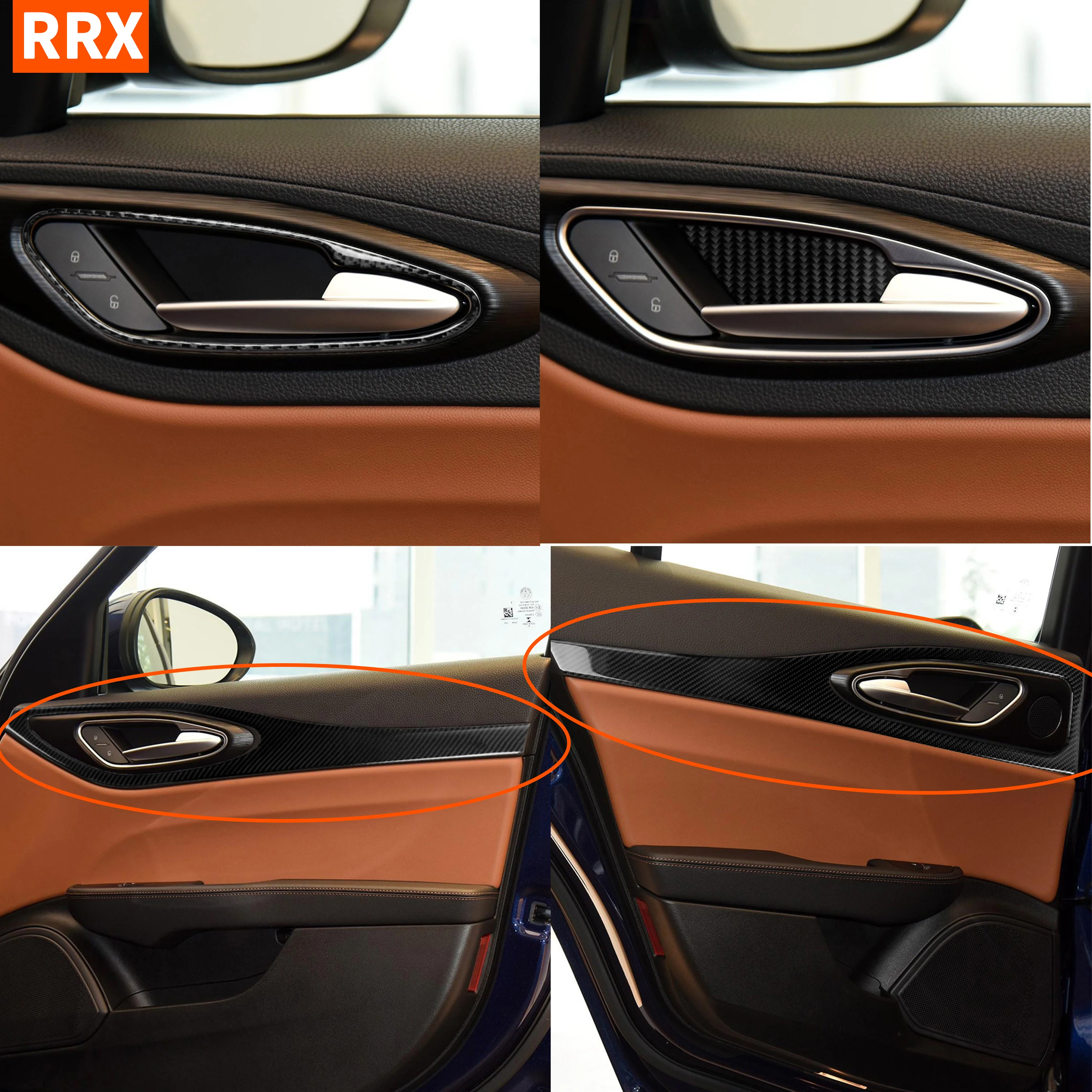 For Alfa Romeo Giulia Stelvio 2017-2019 Real Carbon Fiber Stickers Door handle switch panel Car Accessories Interior decorative