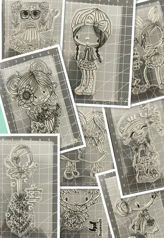 Girl Transparent Silicone Clear Rubber Stamp, Sheet Cling, DIY Scrapbooking, Cute Pattern, Photo Album, Paper Card Decor