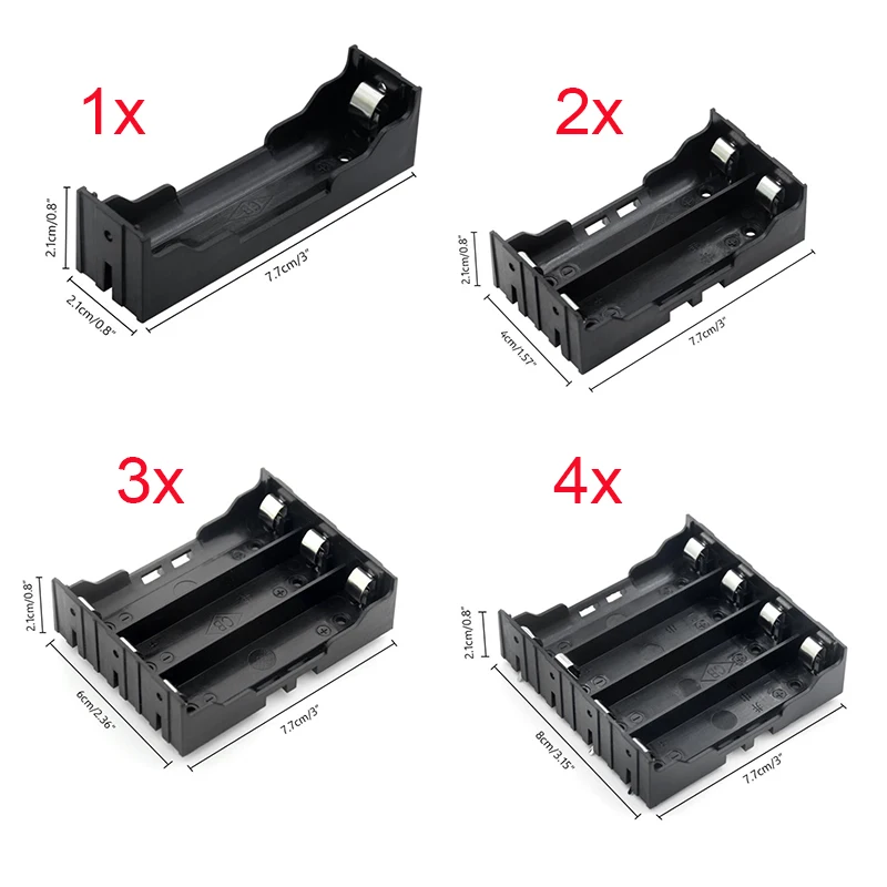 Nuovi casi di banca di potere ABS 18650 fai-da-te 1X 2X 3X 4X 18650 scatola di immagazzinaggio del supporto della batteria custodia 1 2 3 4 batterie a fessura contenitore Pin rigido