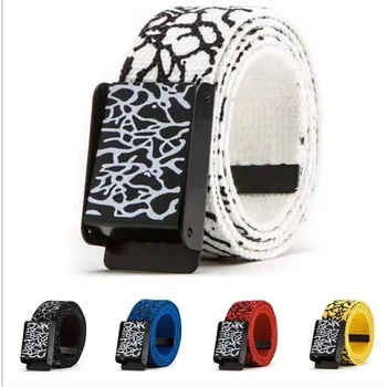 캐주얼 유니섹스 메탈 자동 버클 캔버스 벨트 펑크 힙합 허리 스트랩 콜로케이션 청바지 바지 여성 하라주쿠 허리띠