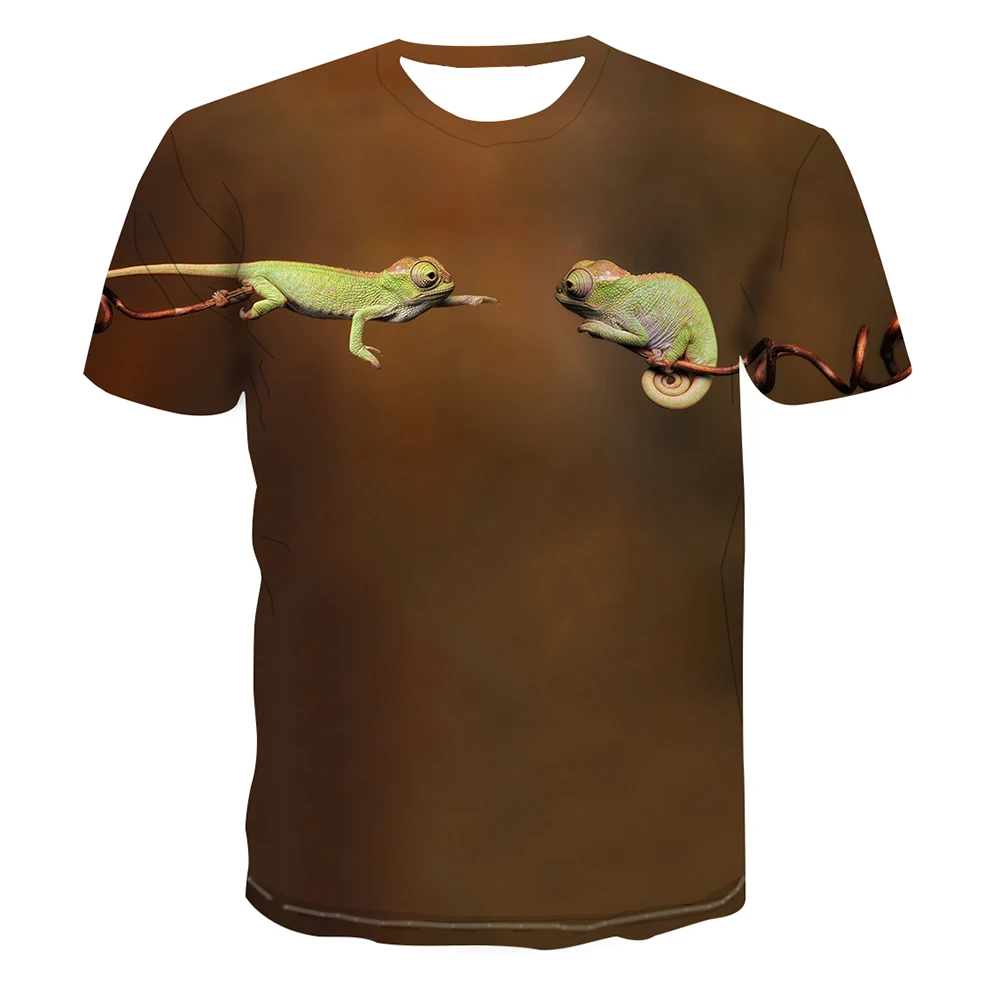 Funny Chameleon T-Shirts Animals Lizard 3D Printed Men Women Casual Streetwear Fashion Oversized T Shirt Kids Tees Tops Clothing