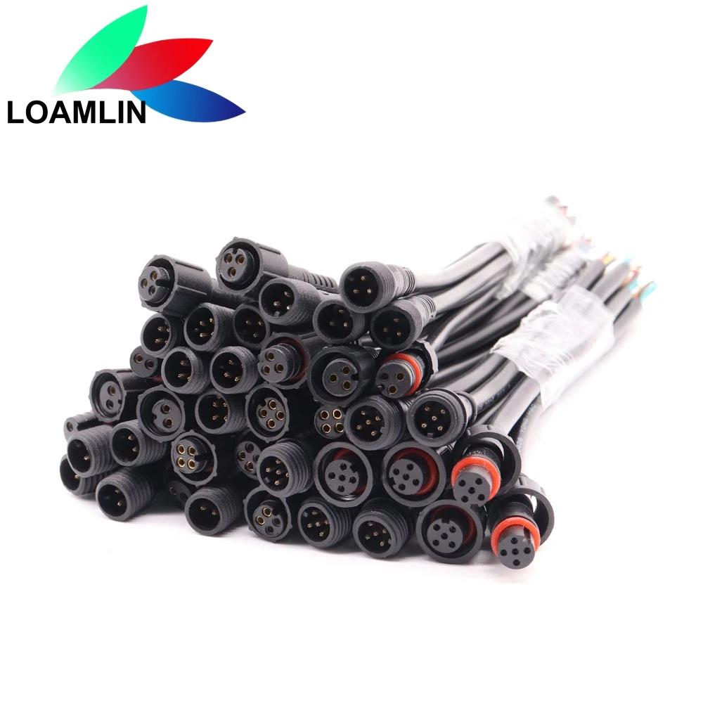 5/10/20/50/100Pairs Male To Female 2Pin 3Pin 4Pin 5Pin Jack LED Connector Waterproof IP68 BLACK Cable For LED Strips Light