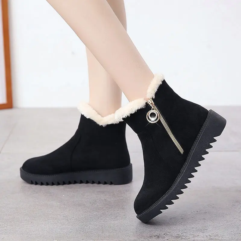 Women Winter Snow Boots 2021 Woman Warm Plush Cotton Shoes Fashion Female Ankle Boots Wedges Casual Short Booties Botas De Mujer