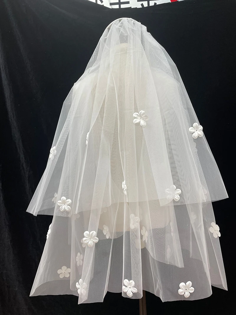 Flower Girl Wedding Veils White Short Floral Bridal Veil First Communion Hair Wreath Wedding Accessories for Bride Marriage TS04