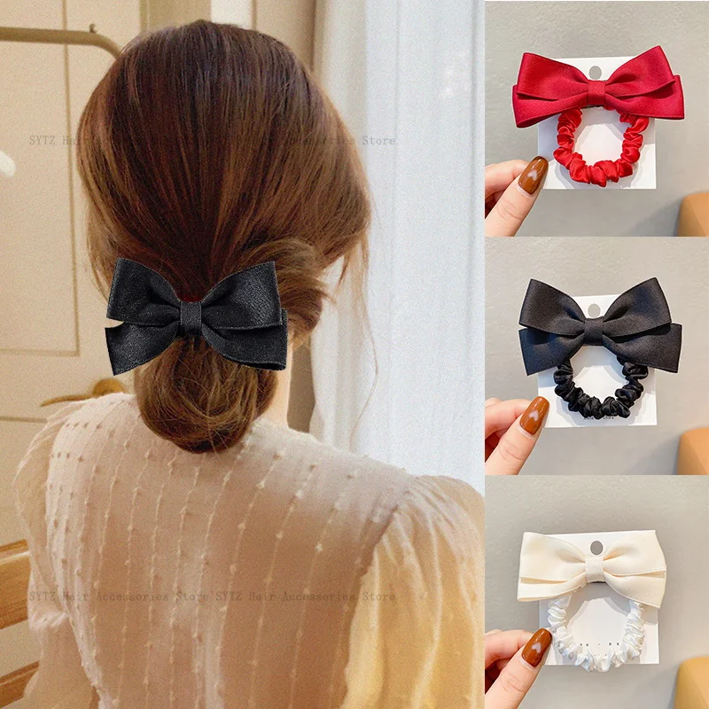 

Women Cute Bow Rubber Bands Elastic Hair Bands Korean Headwear for Girls Solid Color Hairbands Headband Fashion Hair Accessories