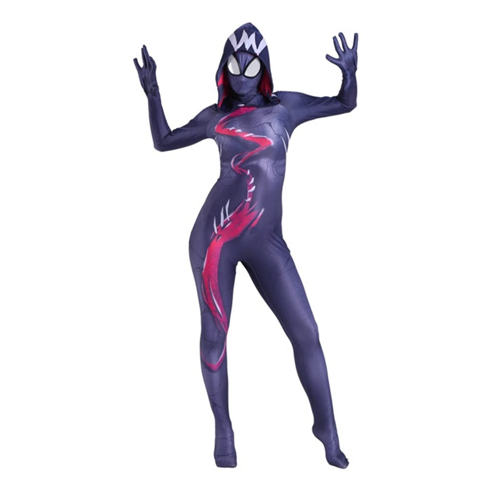 Superhero Gwen Stacy Cosplay Costume Into The Spider Verse Gwenom Spandex Fabric Women Men Zentai for Halloween Bodysuit