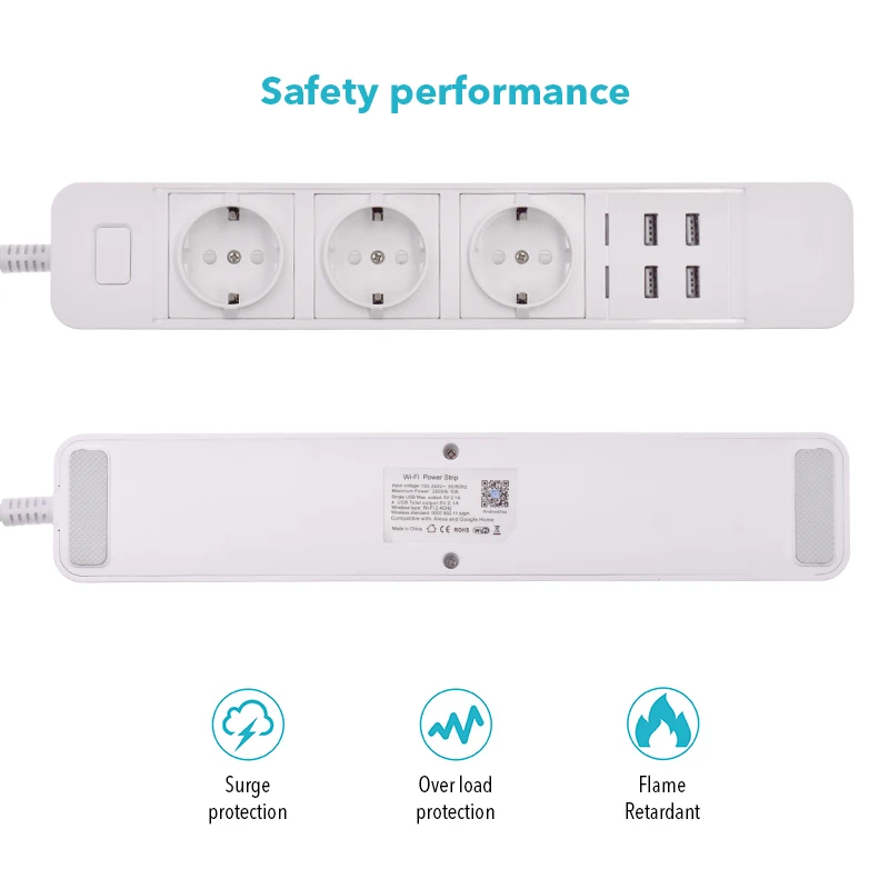 สมาร์ท Wifi Power Strip 3 EU ปลั๊ก4 USB ชาร์จพอร์ตจับเวลาเสียง App Control ทำงานร่วมกับ Alexa google Home Assistant