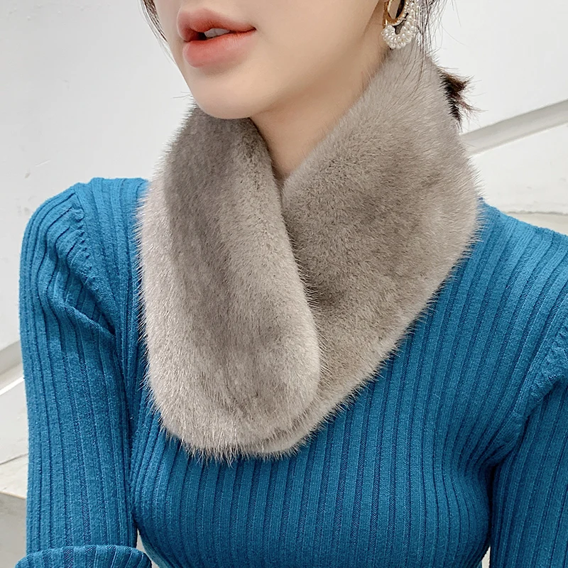 ZDFURS* 2021 new high quality lady\'s winter mink scarf whole skin double mink fur scarf real warm mink fur collar