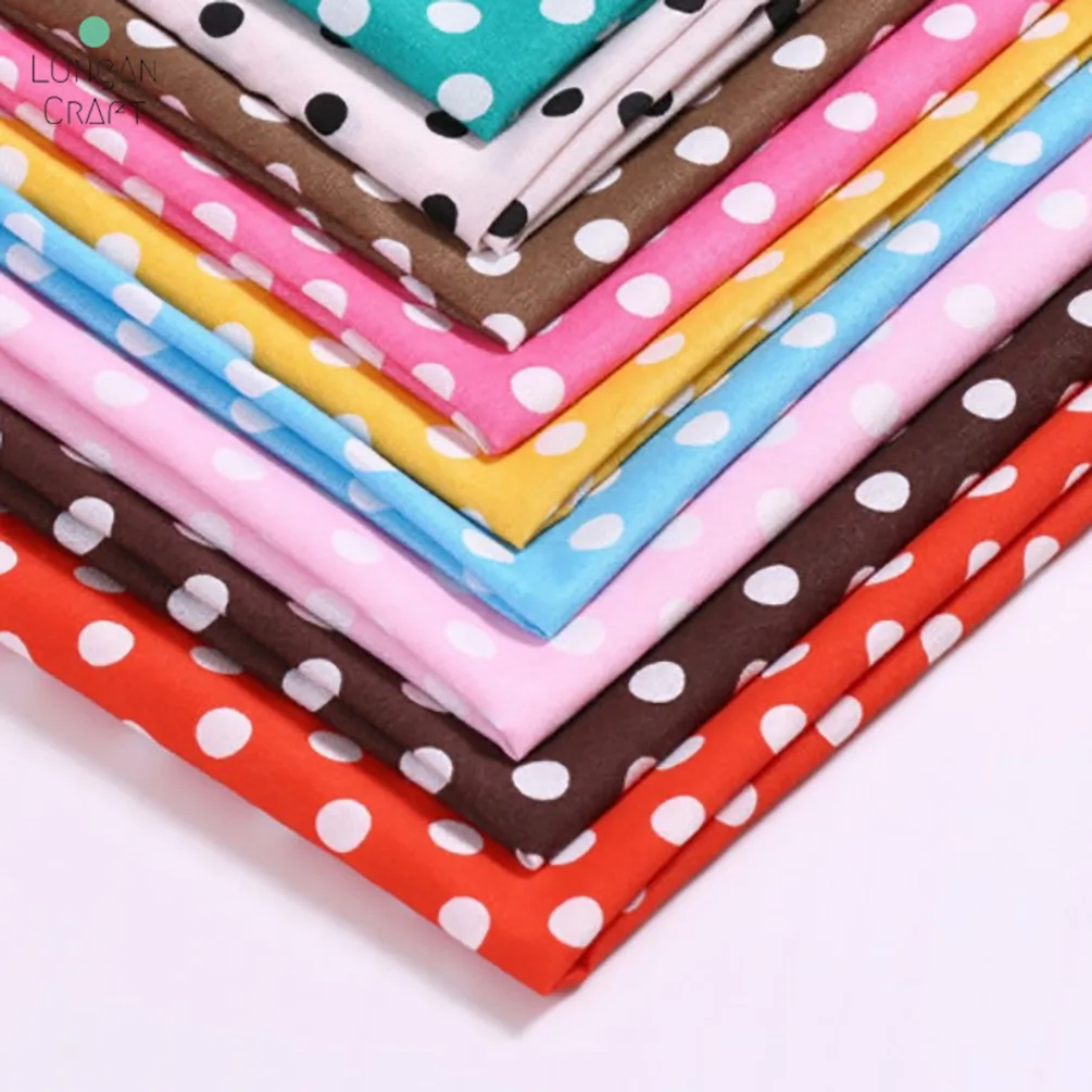 Polka Dot Printed Polyester Fabric Cloth Handmade DIY Sewing Material Patchwork Needlework Fabric 50cmx150cm