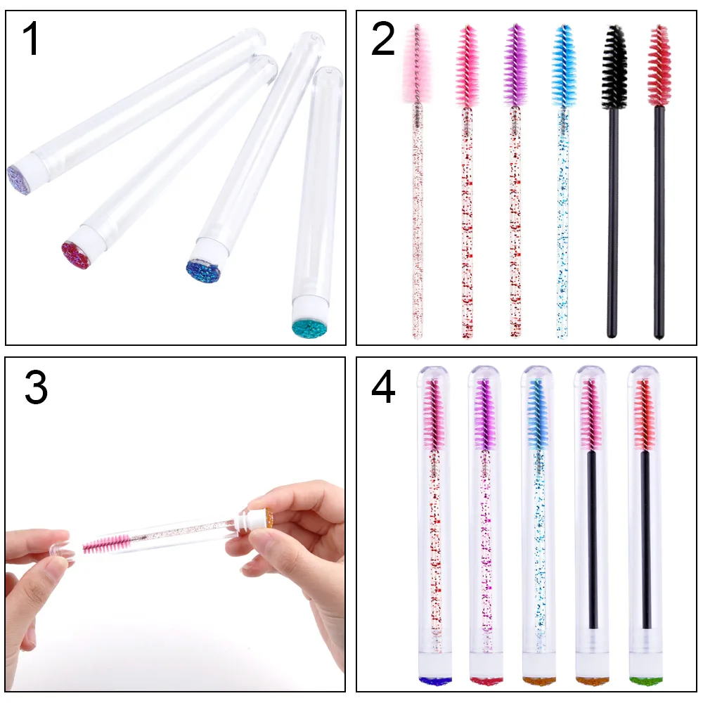 Eyebrow Brush Tube Disposable Crystal Eyelash Brush Reusable Dust-proof Sparkling Mascara Wands Brushes Diamond Makeup Spoolies