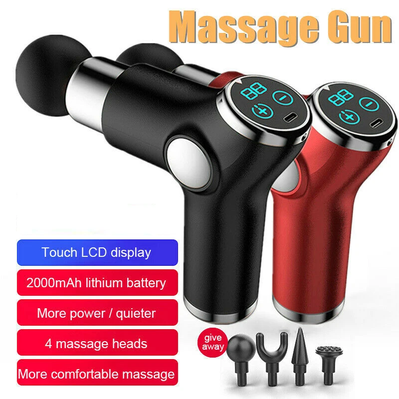 Portable Massage Gun LCD Electric Percussion Pistol Massager For Body Neck Back Deep Tissue Muscle Relaxation Fitness masajeador