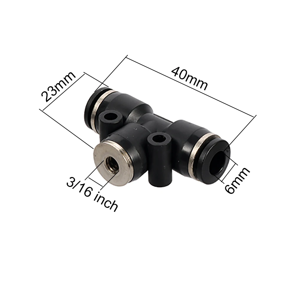 6mm Pneumatic Air Tube Fitting T Shape Quick Connect Push In Connector 3/16 External Thread Air Hose Adapter Coupling 2Pcs
