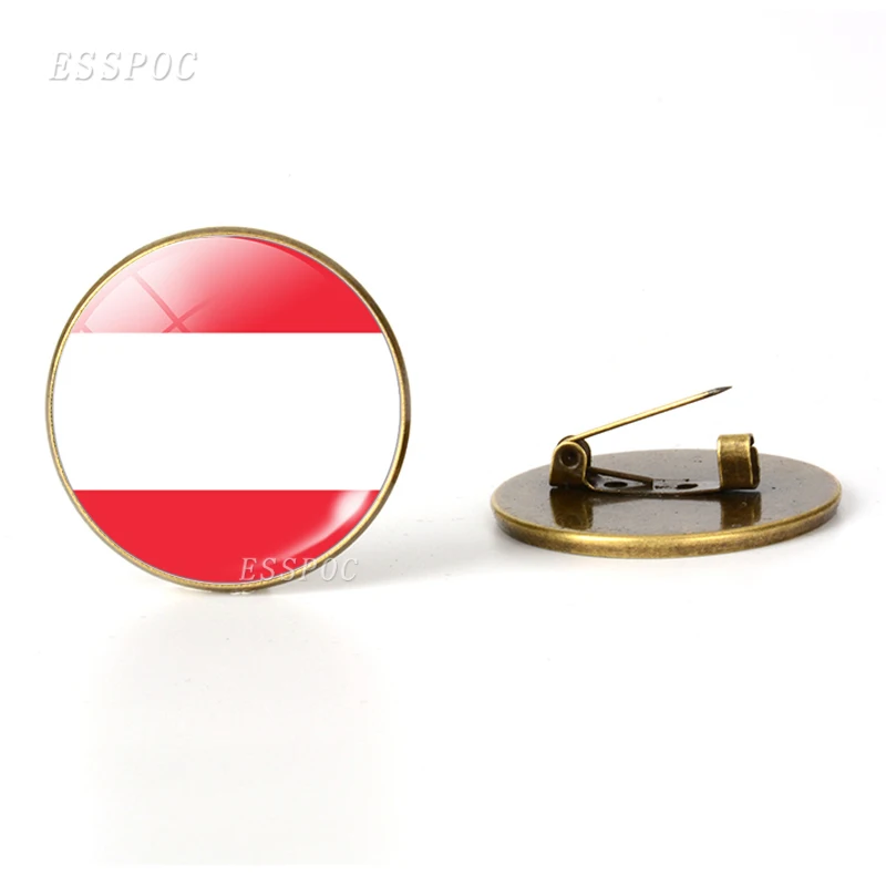 Central Europe: Austria Poland Germany Switzerland Flag Brooches Glass Dome Jewelry Bronze Brooch Pins National Day Gifts