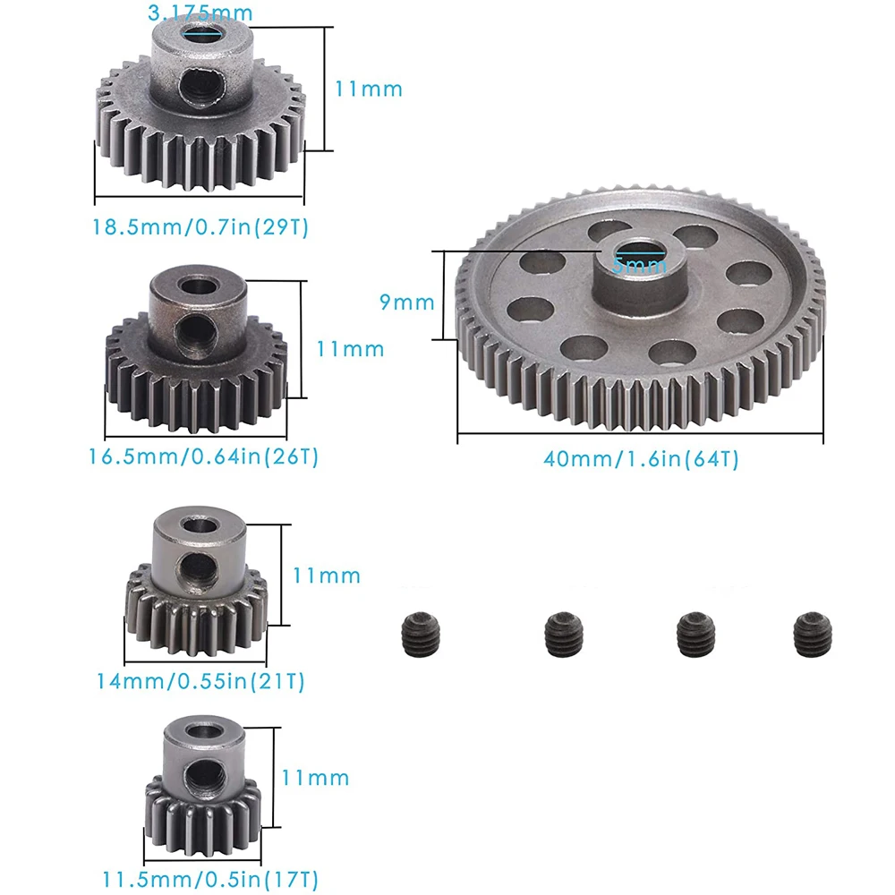 Motor Gear Pinion Gears 64T 17T 21T 26T 29T for RC Part HSP 1/10 Monster Truck 11189 11176 11181 11119