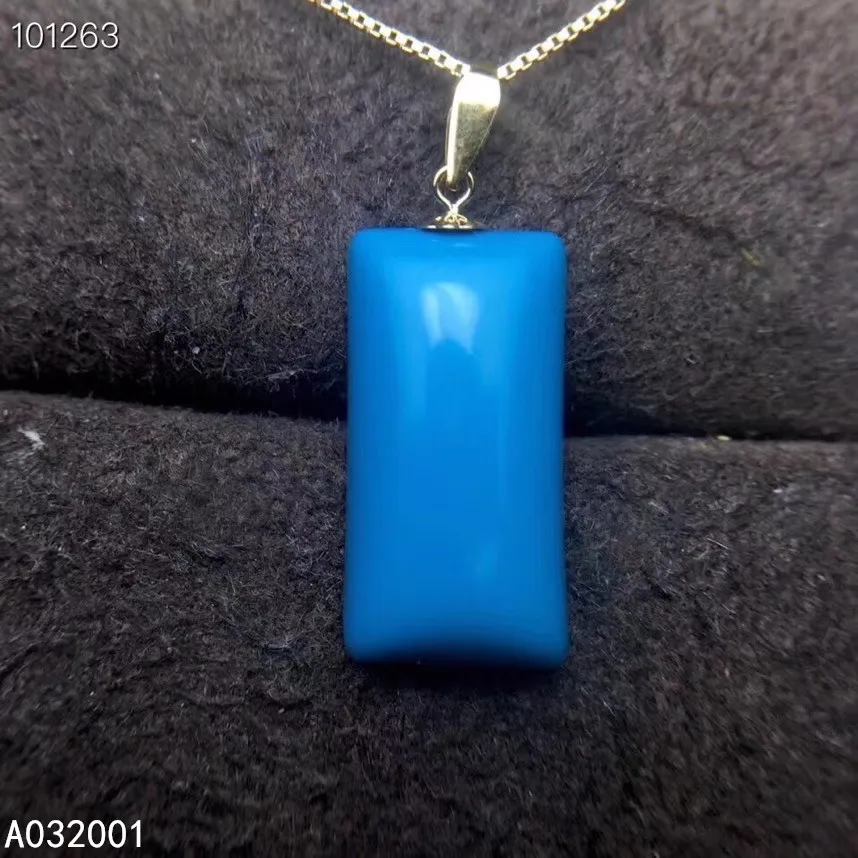 KJJEAXCMY Fine Jewelry Natural Blue Turquoise 18K Gold Women‘s’ Pendant Necklace Party Birthday Gift Marry Girl Got Engaged