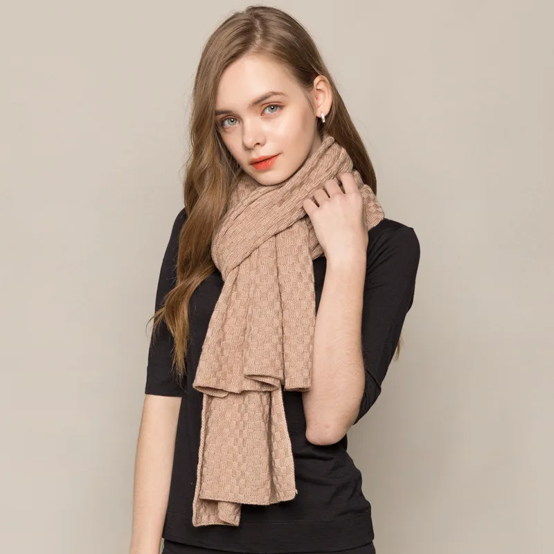 

Wholesale Women Silk Wool Scarf Long Wool Fashion Scarf For Female Autumn Winter Warm Thick Scarf Christmas Gift 7076