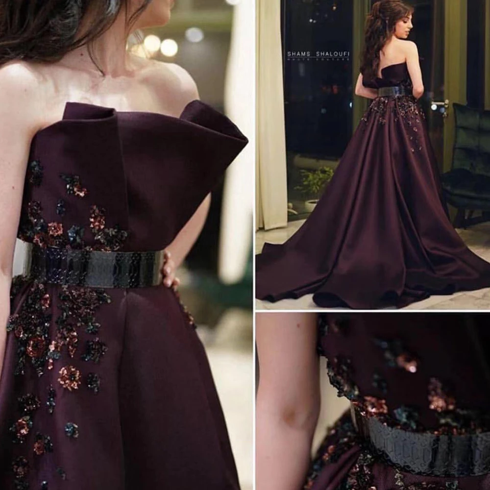 burgundy prom dresses ruffle beading flowers belt a line satin wine red evening dresses formal dresses