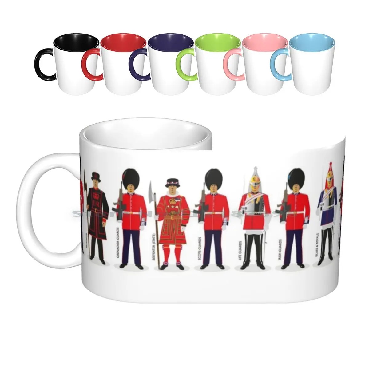 Queens Guards Ceramic Mugs Coffee Cups Milk Tea Mug Queens London Guards Soldiers Army Ceremonial Grenadier Coldstream Scots