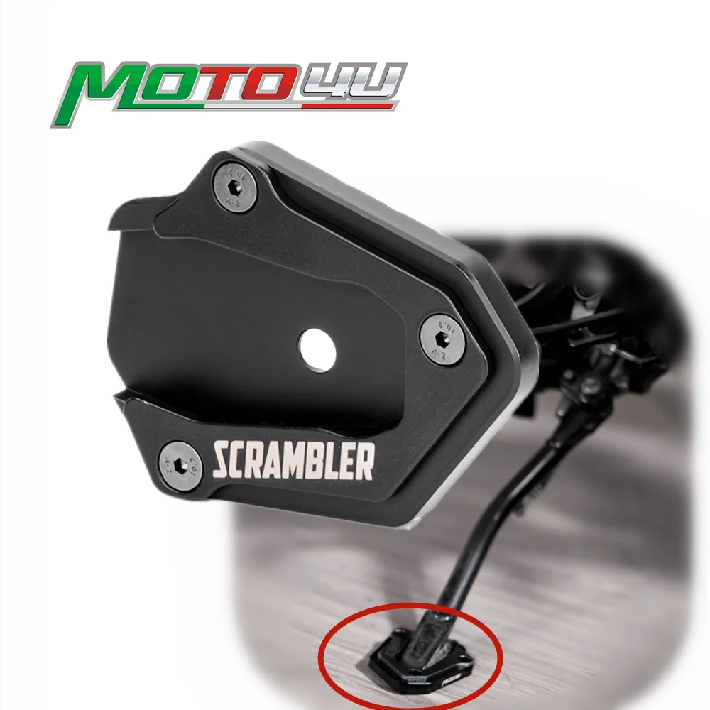 Aluminum Side Foot Kickstand Stand Extension Plate Modified Pad Plat Black For Ducati Scrambler 2014 2015 2016 2017 2018 2019