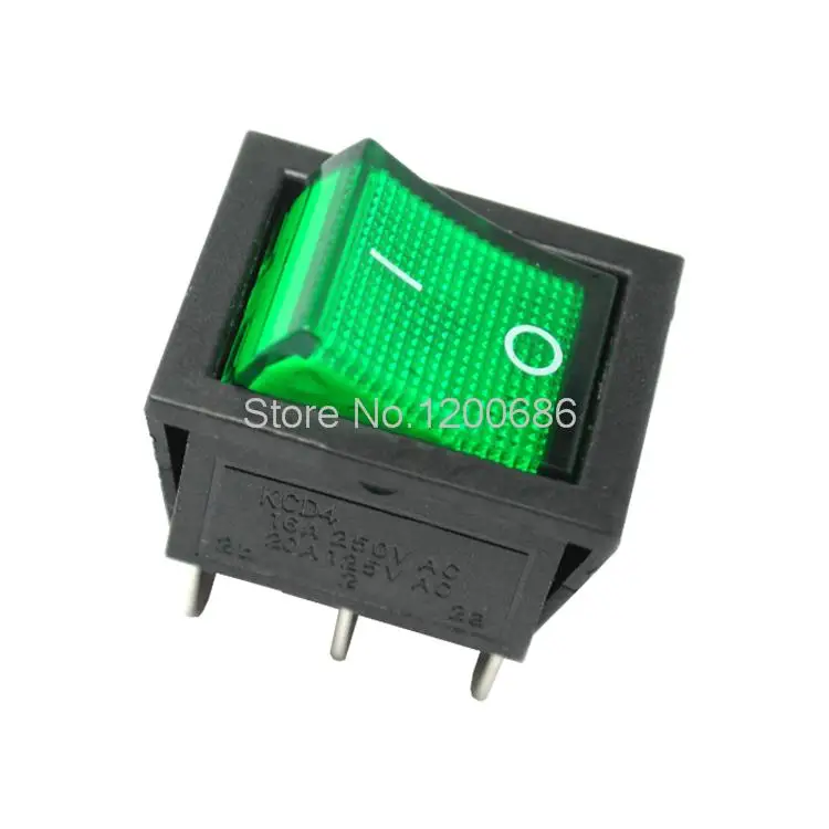 

2 Piece KCD4 Rocker switch Rocker switch 6 feet 16A 250V 31x25mm green with lights