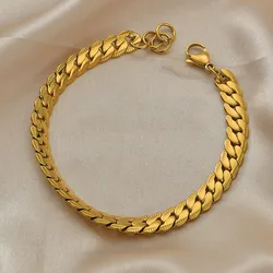 Punk Snake Chain Link Bracelets Male 18/21cm Gold Color Stainless Steel Hand Chain Bracelet For Women Men Jewelry Wholesale 2022