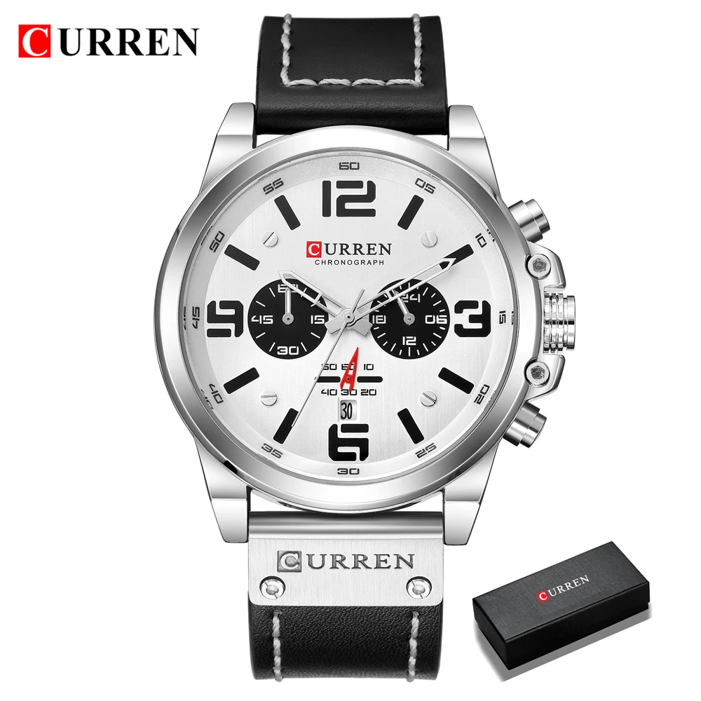CURREN Mode Heren Horloges Chronograaf Met Rvs Sport Quartz Horloge Mannen Relogio Masculino, rosegoud Zwart, armband