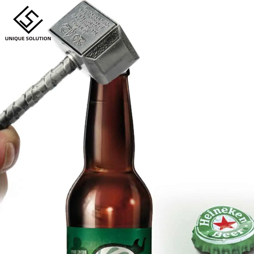 Silver Beer Bottle Openers Multifunction Hammer Of Thor Shaped Beer Bottle Opener With Long Handle Bottle Opener Beer