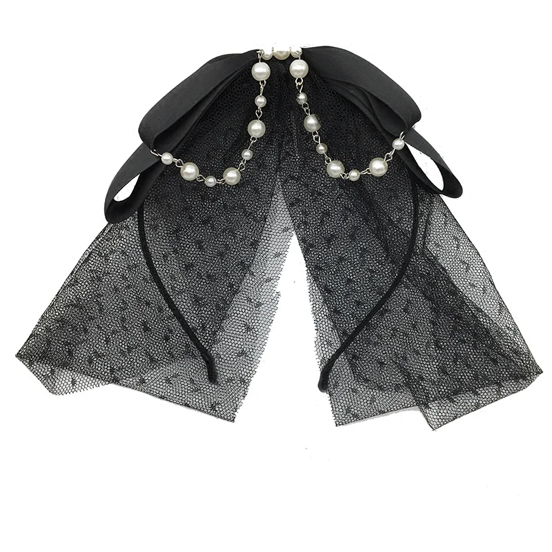 Dark Lolita mesh bead chain bow headband lolita headdress