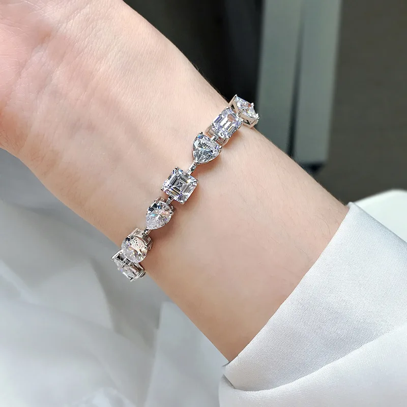 

100% 925 Sterling Silver High Carbon Diamond Luxury Bracelet Very Shiny Birthday Anniversary Gift