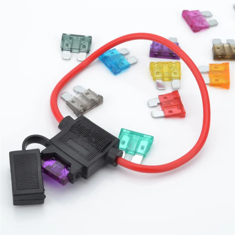 Medium Car Waterproof Fuse Holder Socket 3A 5A 7.5A 10A 15A 20A 25A 30A 35A 40A Auto Motorcycle Motorbike Blade Fuse