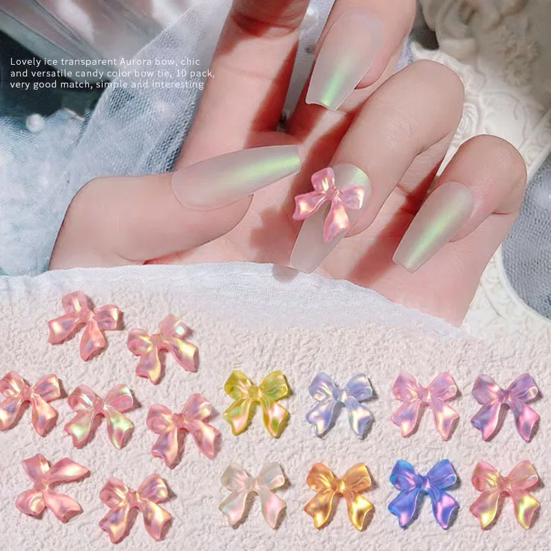 30/100Pcs Mocha Color Resin 11X11mm Bow Knot Shape Nail Rhinestones 3D For Nail Art Decorations Manicure Accessories DIY Tools