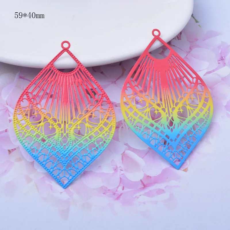 6 Stück Neue Design-Messing-Charms mit Farbverlauf, Bunte Runde Blumenanhänger, Schmuck- und Ohrring-Zubehör – Detail 9