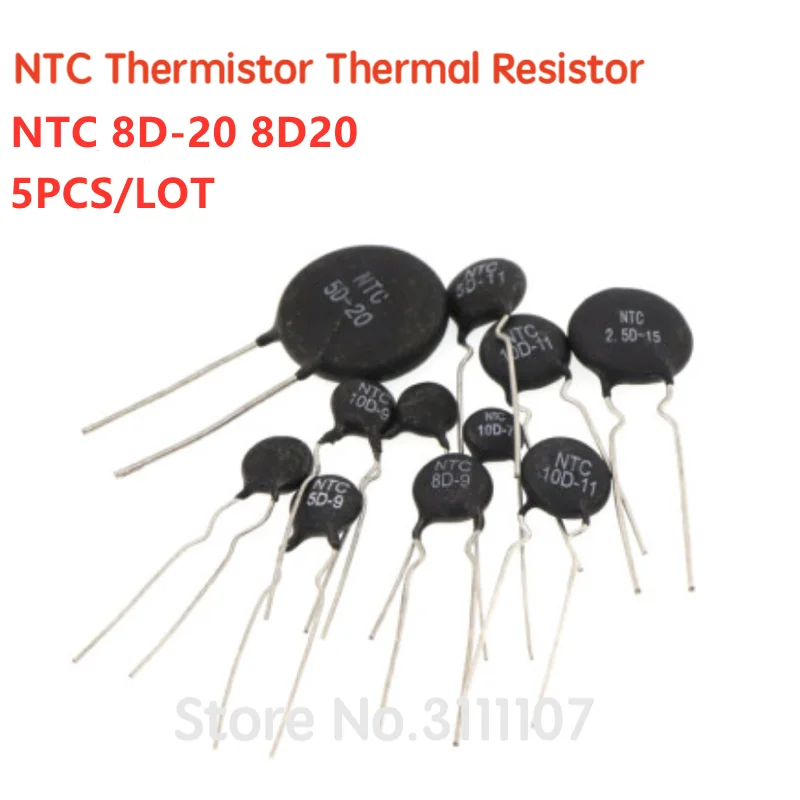 

5PCS/LOT NTC Thermistor Resistor NTC 8D-20 8D20 Thermal Resistor