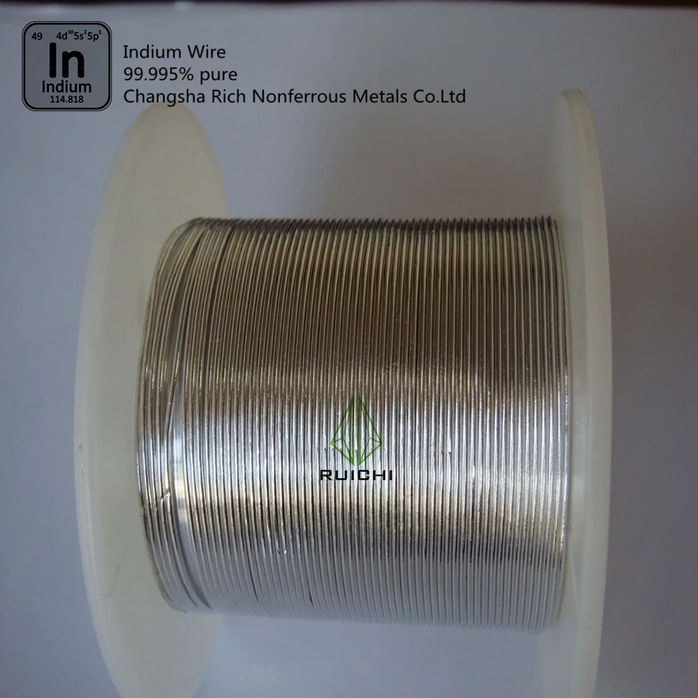 99.995% Pure 0.5/0.8/1/1.5/2/2.5Mm Diameter Indium Draad, 1 Meter Per Spoel