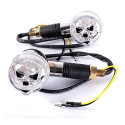 2x Chrome Motorcycle Skull Skeleton Bullet Turn Signal Light Lamp For Suzuki Boulevard for Honda VT VTX Goldwing