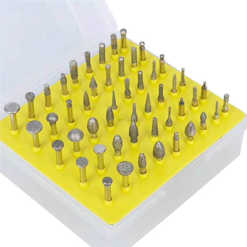 50x Electric Grinder Accessories Large Diamond Grinding Head Jade Agate Peeled and Windowed Emery Grinding Needles