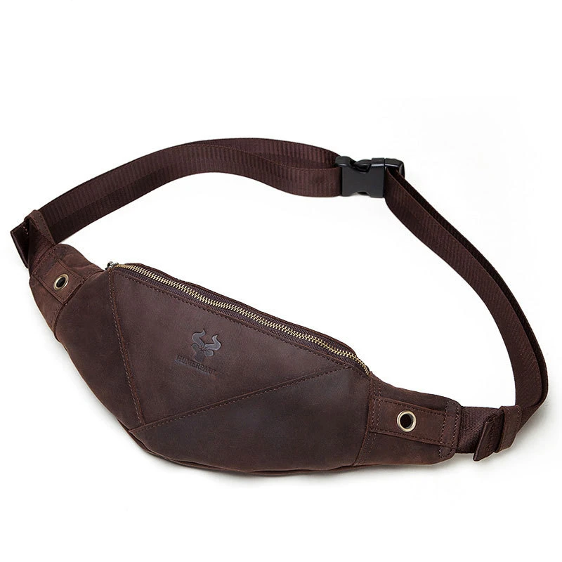 Genuine Leather Men Travel Fanny Pack Waist Packs Vintage Casual Chest Bag Male Shoulder Crossbody Bags For Phone Pouch