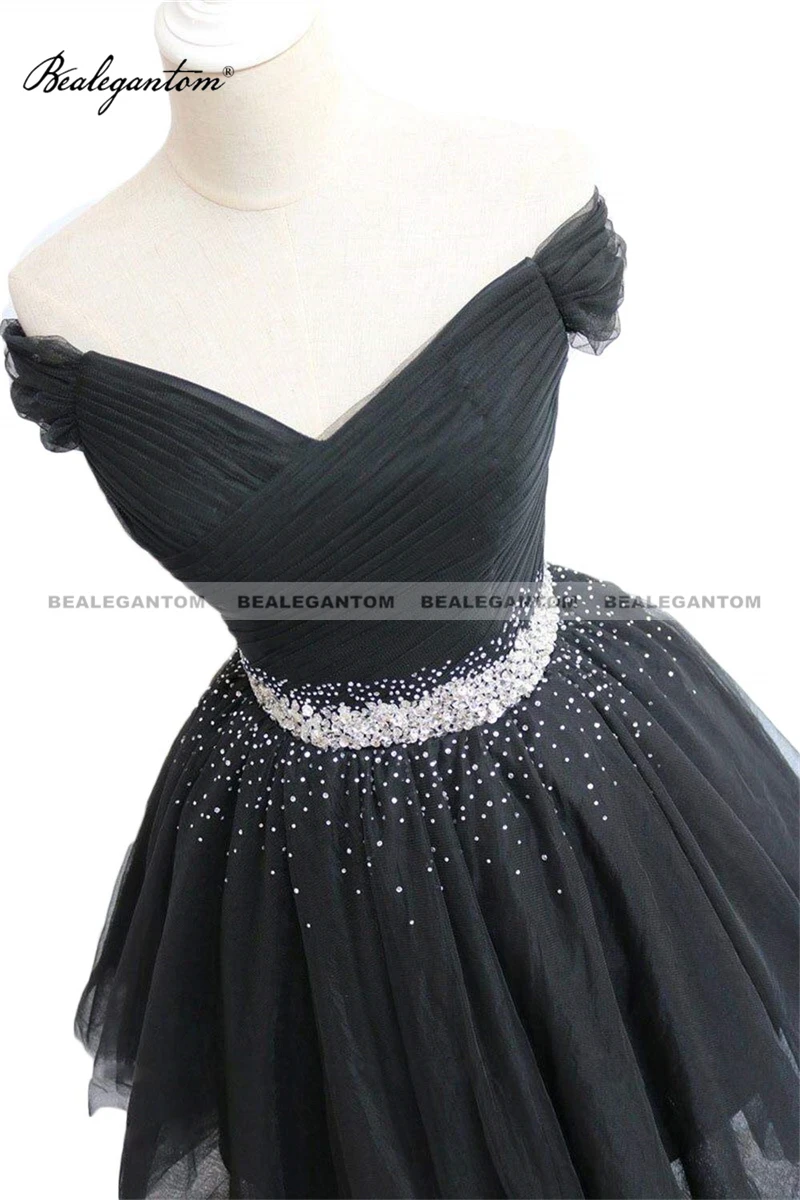 Bealegantom A Line Beaded Short Chiffon Homecoming Dresse Crystal Beaded Mini Formal Prom Graudation Party Gowns