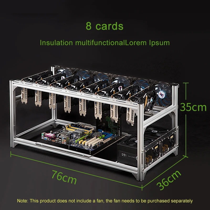 8 Cards 12 Cards 14 Cards All-Aluminum Insulated Server Multi-Graphics Card Chassis Frame Dual-Power Desktop
